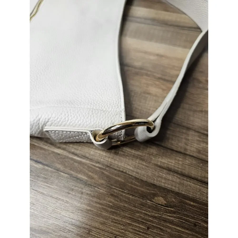 Laggo Leather Shoulder Bag Hobo Cream‎ White Expandable